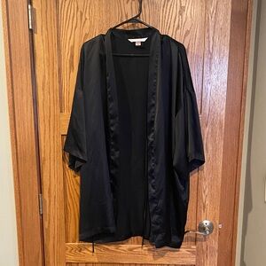 Victoria's Secret Midnight Black Satin Robe OS EUC